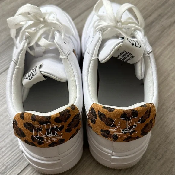 Nike White Sneakers with Leopard Swoosh Accent - Picture 4 of 5